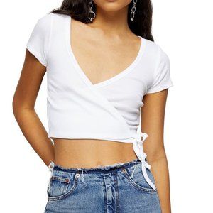 NWT Topshop Ballet Ribbed Wrap Crop Top US 2/UK 6